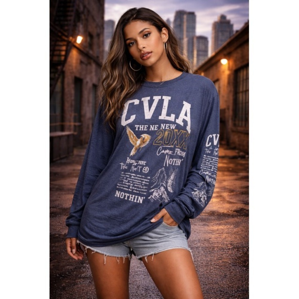 NWOT CVLA Long Sleeve‎ Graphic Shirt Unisex Artsy Skater Preppy Streetwear XL